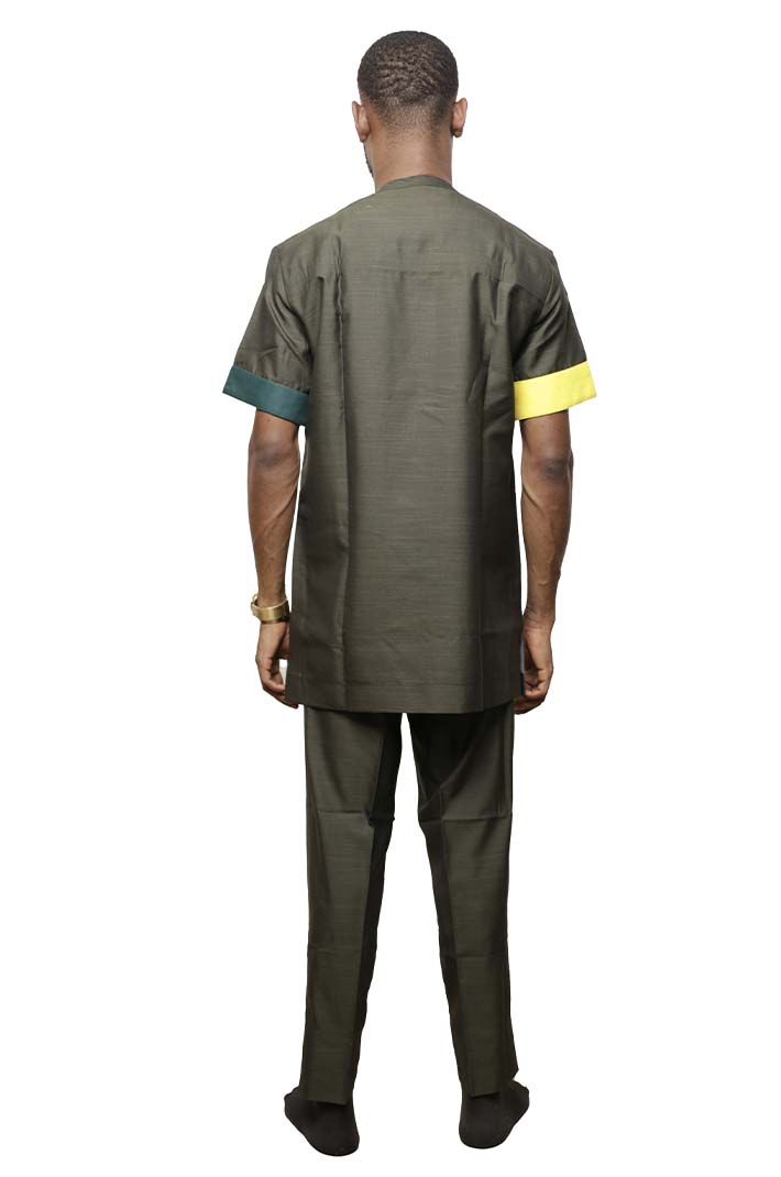 Men tradition multi-colored tracksuit 3 Short Sleeve Dashiki Tracksuit for Men with vibrant African patterns, perfect for casual wear, available at Baobabmart.