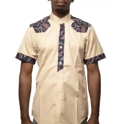 African Tunic with Collar Mao for Men, perfect for formal and casual wear, available at Baobabmart.