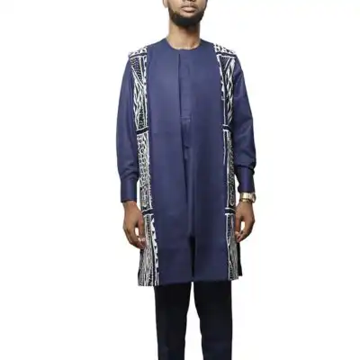 Buy Unique Ndop Fabric 3-Piece Traditional Coat Set for Sale authentic African patterns, ideal for formal occasions, available at Baobabmart.