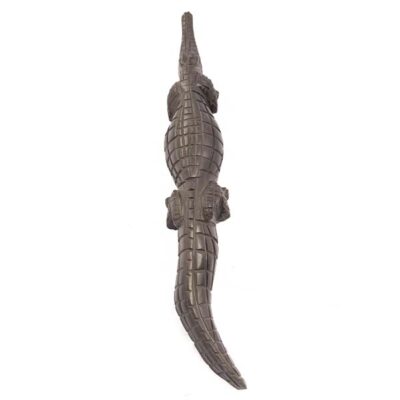 Small Handcarved Wooden Crocodile, handcrafted with intricate details, symbolizing strength and creativity, available at BaobabMart.
