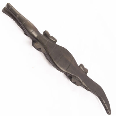 Small Handcarved Wooden Crocodile, handcrafted with intricate details, symbolizing strength and creativity, available at BaobabMart.