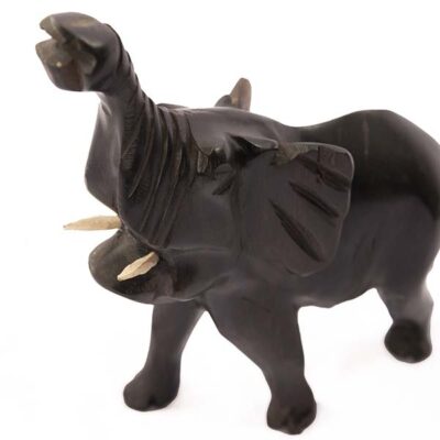 Small African Elephant Sculpture, handcrafted with intricate detailing, perfect for decor or collections, available at Baobabmart.