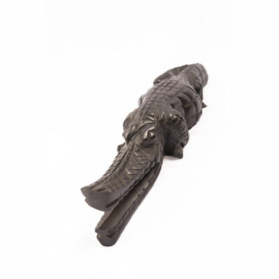 Small African Wooden Alligator, hand-carved African decor piece, perfect for collections or tabletop displays, available at Baobabmart.