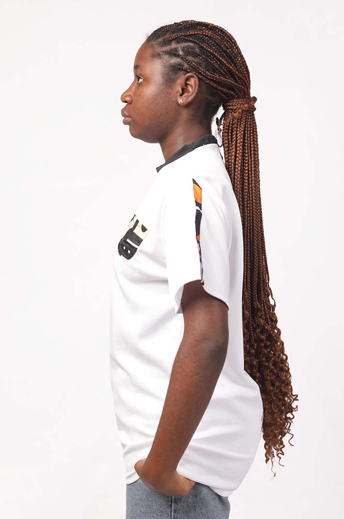 White female Afritude T-shirt 2 White Female Casual Afritude T-shirt with bold African-inspired design, perfect for casual wear, available at Baobabmart.