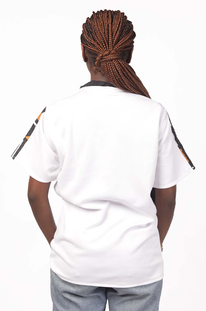 White female Afritude T-shirt 3 White Female Casual Afritude T-shirt with bold African-inspired design, perfect for casual wear, available at Baobabmart.
