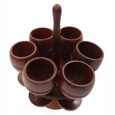 Wood Eggcup Holder and Stand, handcrafted from premium wood, perfect for serving eggs and kitchen decor, available at Baobabmart.