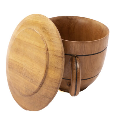 Hand Carved wooden African Teacup and Saucer, intricately designed wooden tableware, perfect for tea lovers and collectors, available at Baobabmart.