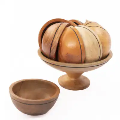 African Wooden Salad Bowl Set with handcrafted utensils, perfect for serving and dining decor, available at Baobabmart.