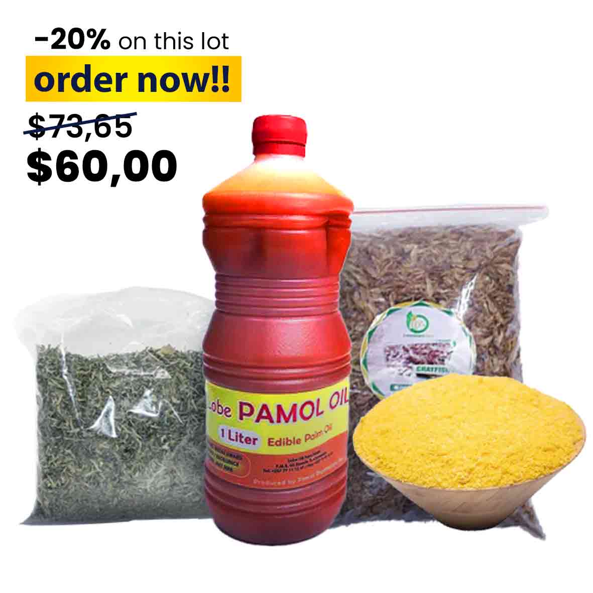 Dried Eru/Okazi Leaves + Crayfish + Red Palm Oil + Yellow Garri