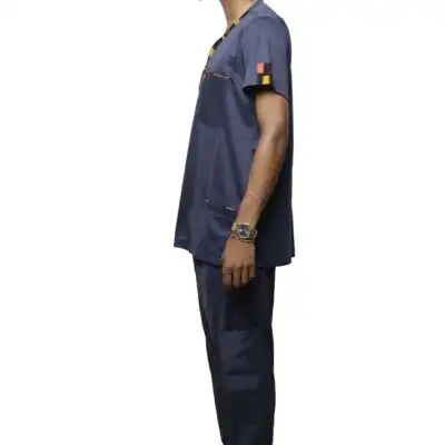 V-Neck Hospital Guard African Uniform with African-inspired accents, perfect for hospital environments, available at Baobabmart.