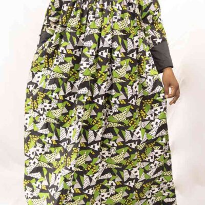 Long Green and Black Kaba Dress, premium fabric, timeless style, available at Baobabmart.