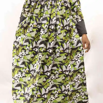 Long Green and Black Kaba Dress, premium fabric, timeless style, available at Baobabmart.