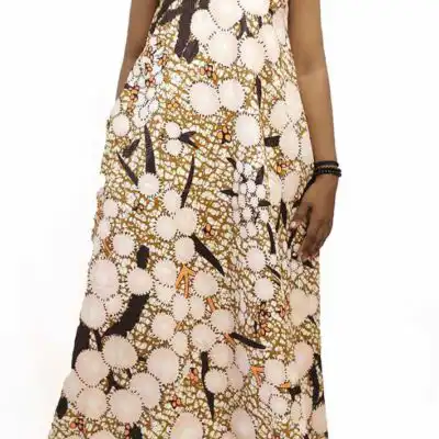 Long Kaba Dress with Jewel Neckline, elegant and sophisticated African attire, available at BaobabMart.