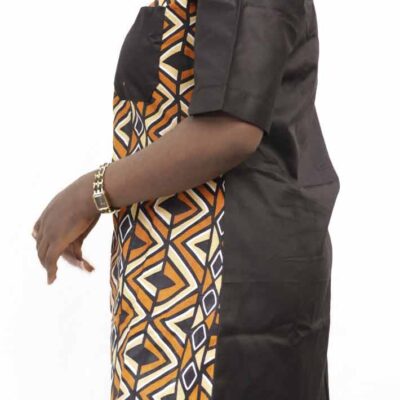 Black 2-Tone Ankara Women Dress Shirt, stylish African-inspired dress shirt for casual and cultural events, available at BaobabMart.