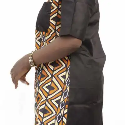 Black 2-Tone Ankara Women Dress Shirt, stylish African-inspired dress shirt for casual and cultural events, available at BaobabMart.