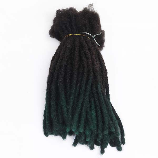 Black and Green Dreadlocks Hair Extensions, 10 inches long, vibrant and easy to install, available at BaobabMart.