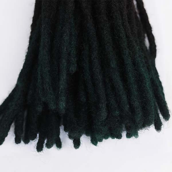 Black and Green Dreadlocks Hair Extensions, 10 inches long, vibrant and easy to install, available at BaobabMart.