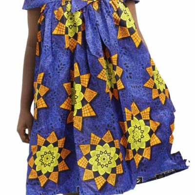 Blue Off The Shoulder Kaba for Women, elegant African dress perfect for special occasions, available at BaobabMart.
