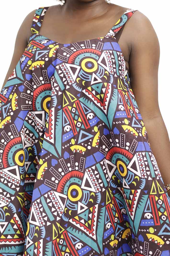 Long Kitenge Dress with Straps 5 Kitenge Women Dress with Straps, featuring vibrant African prints and adjustable fit, available at BaobabMart.