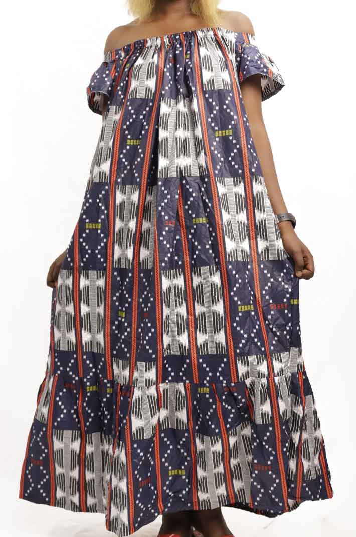 Long dress kaba boat collar with geometric pattern 4 Long Dress Kaba Boat Collar with Geometric Pattern – Elegant and stylish, available at Baobabmart.