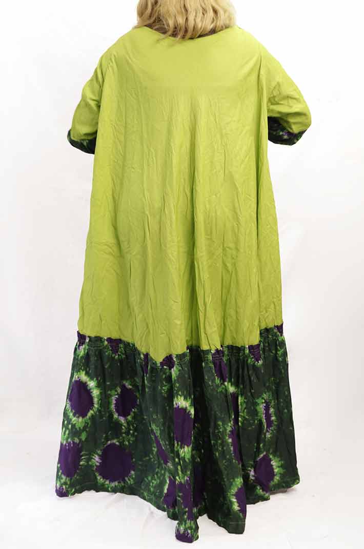 Long green basin dress 3 Long Green Basin Dress – vibrant African attire with a flowing silhouette, available at BaobabMart.