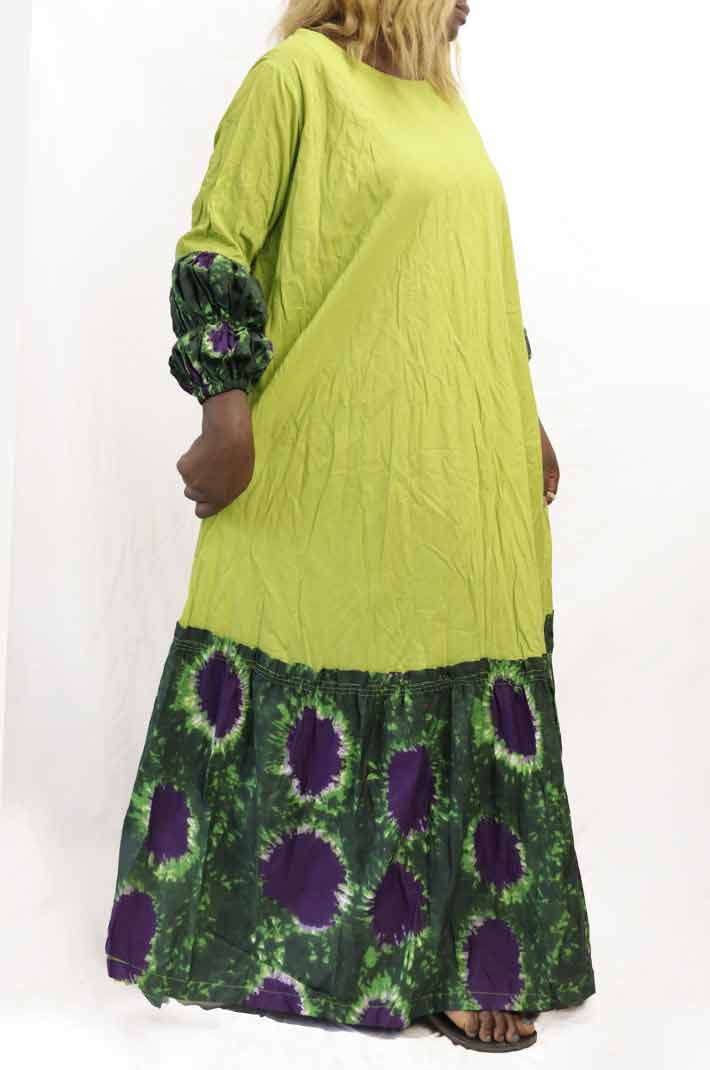 Long green basin dress 4 Long Green Basin Dress – vibrant African attire with a flowing silhouette, available at BaobabMart.