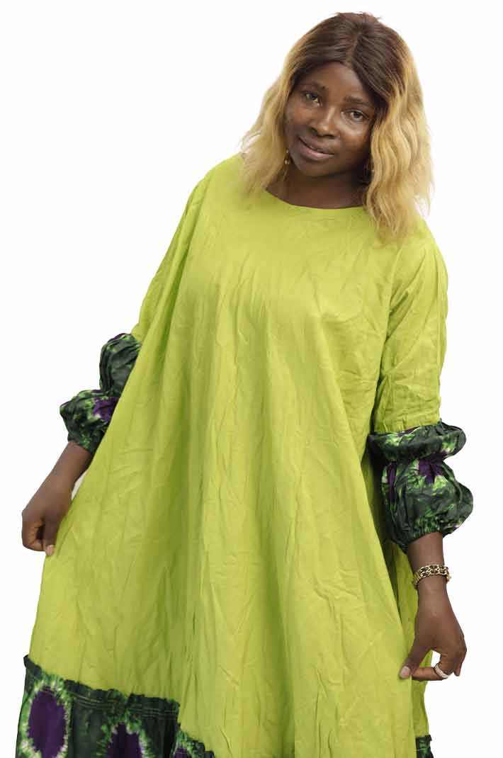 Long green basin dress 5 Long Green Basin Dress – vibrant African attire with a flowing silhouette, available at BaobabMart.