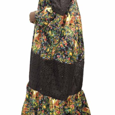 The Long kabad dress with Black Lace Mesh is an elegant African dress for formal events, available at BaobabMart.