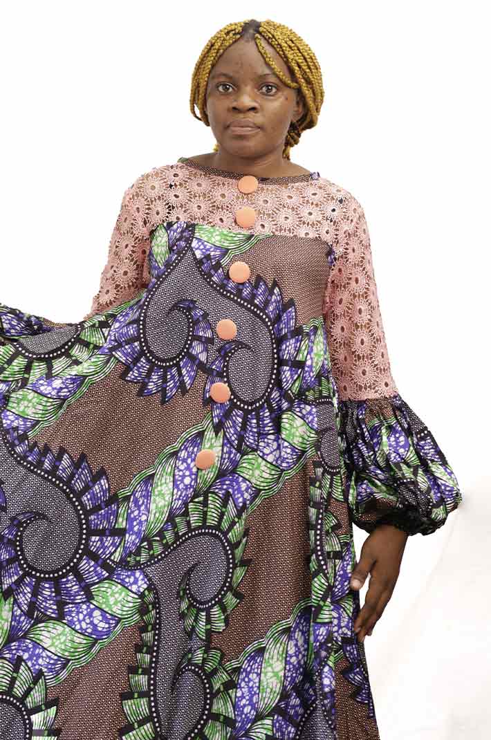 Kaba Dresses In Douala Long Kaba Dress With Long Puff Sleeves