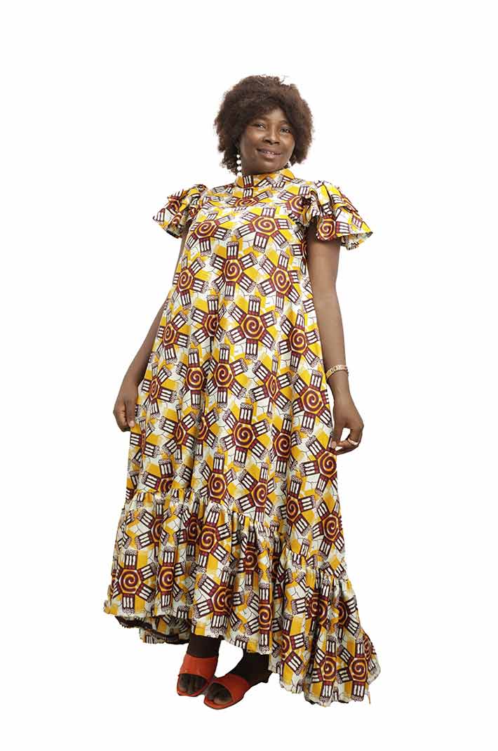 Long kaba dress with mao neckline 2 1 Long Kaba Dress with Mao Neckline, elegant African dress for formal and cultural events, available at BaobabMart.
