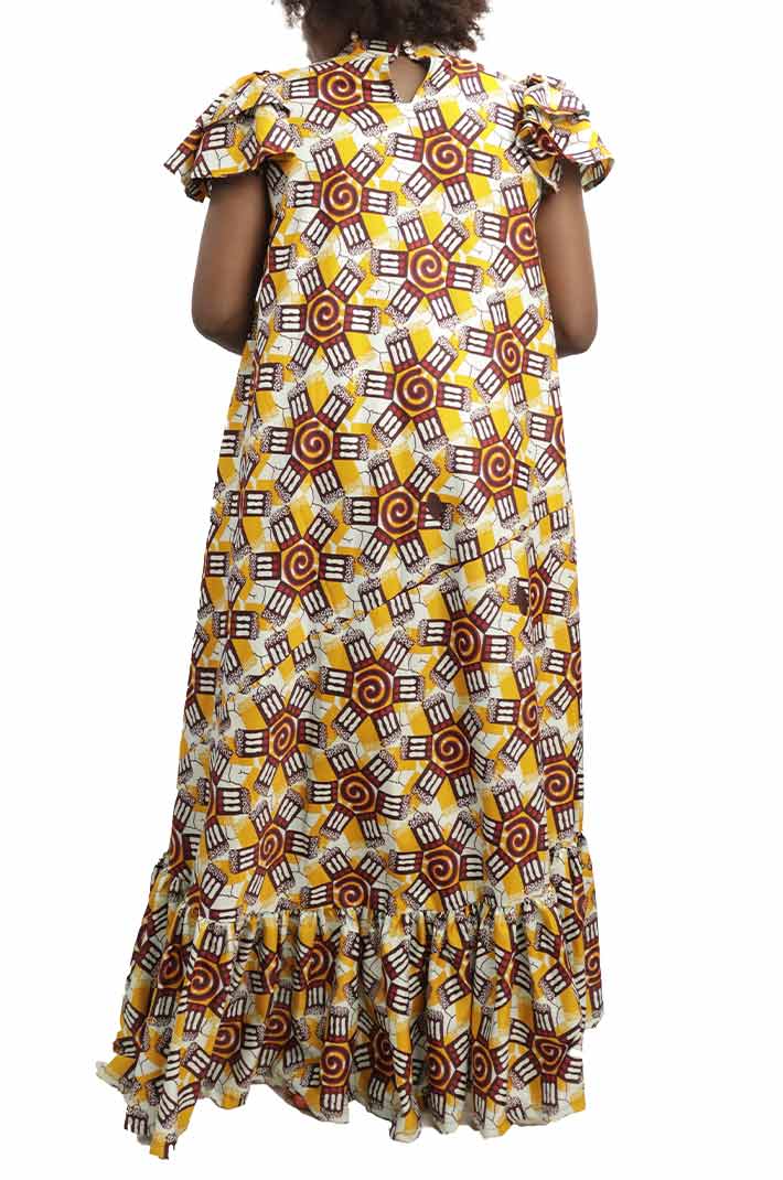 Long kaba dress with mao neckline 2 3 Long Kaba Dress with Mao Neckline, elegant African dress for formal and cultural events, available at BaobabMart.
