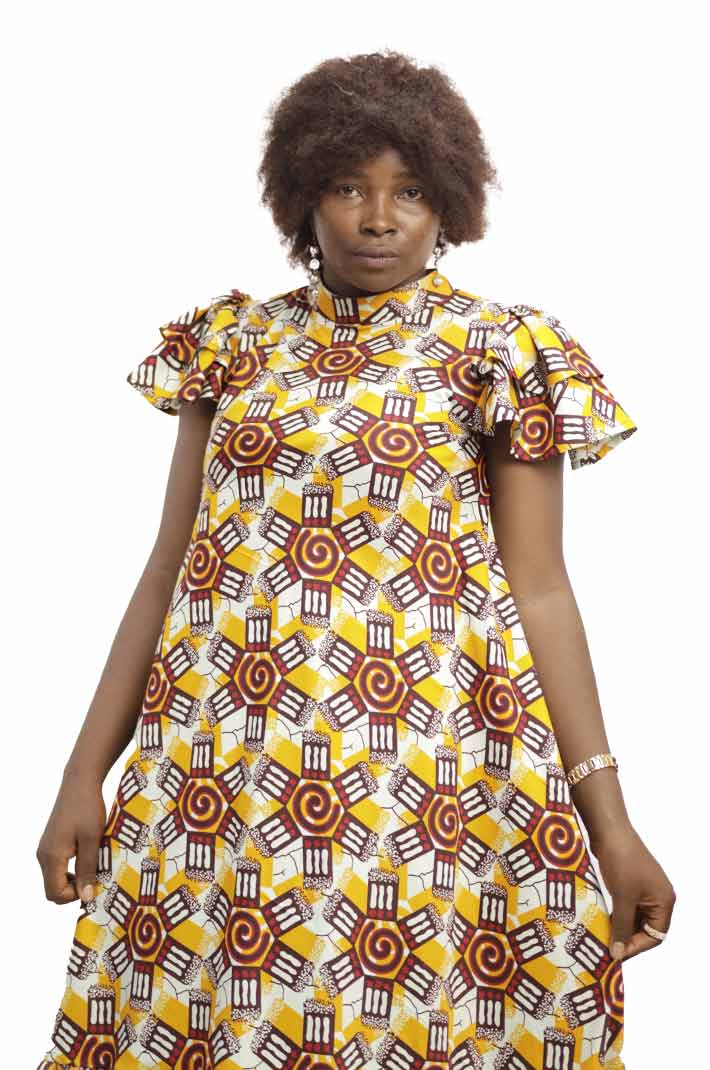 Long kaba dress with mao neckline 2 5 Long Kaba Dress with Mao Neckline, elegant African dress for formal and cultural events, available at BaobabMart.