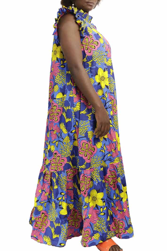 Long kaba dress with mao neckline 4 Long Kaba Dress with Mao Neckline, elegant African dress for formal and cultural events, available at BaobabMart.