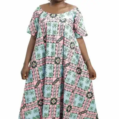 Long Women Kaba with Scoop Neckline, elegant African dress for formal and cultural events, available at BaobabMart.
