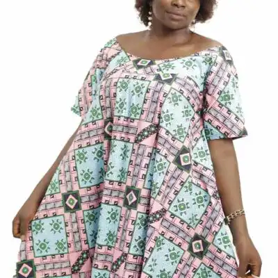 Long Women Kaba with Scoop Neckline, elegant African dress for formal and cultural events, available at BaobabMart.