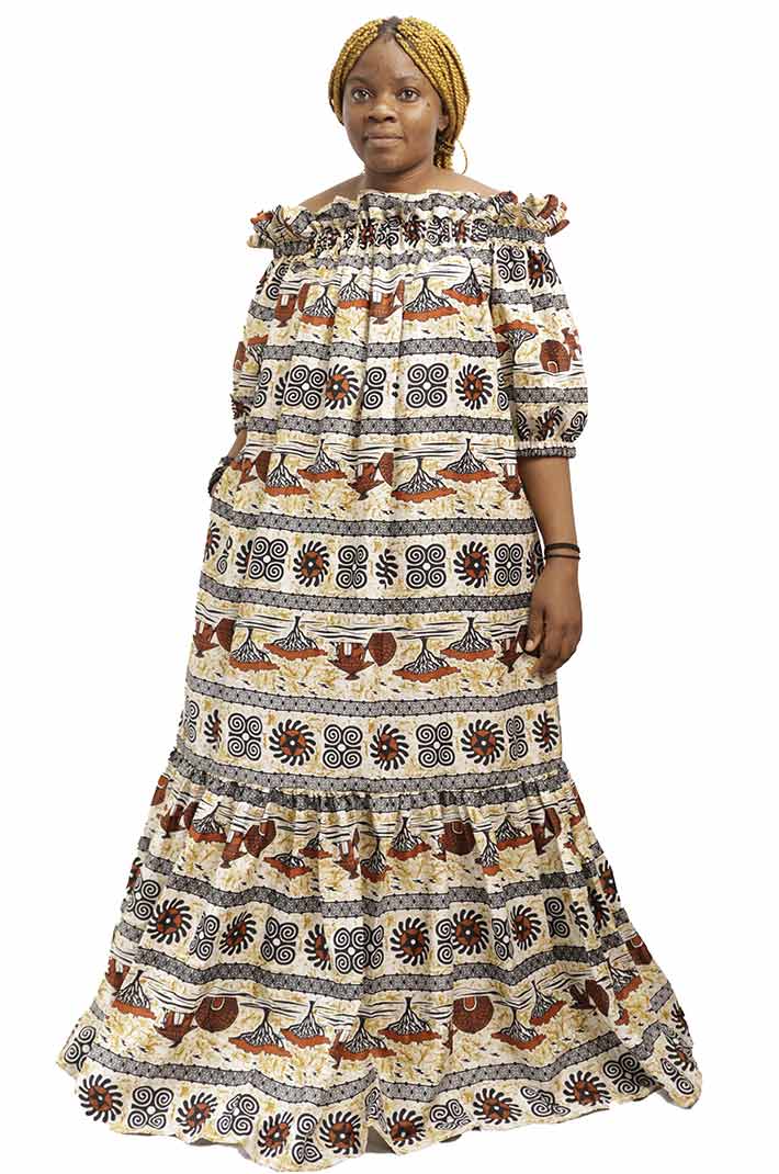 Acheter Robe longue en cire pour femme avec motifs d'arbres à vendre