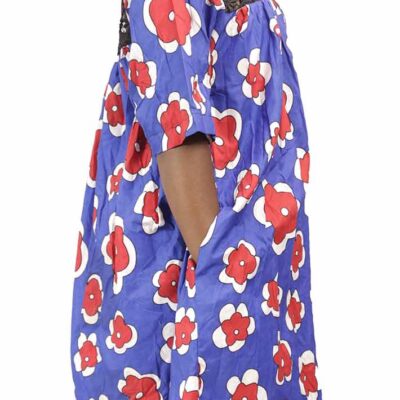 Mini Blue Flourish Kaba with Black Lace for Girl Child, elegant African dress for cultural events, available at BaobabMart.