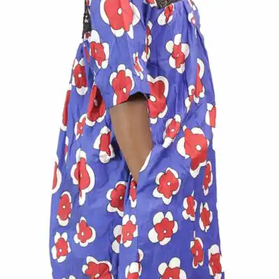 Mini Blue Flourish Kaba with Black Lace for Girl Child, elegant African dress for cultural events, available at BaobabMart.