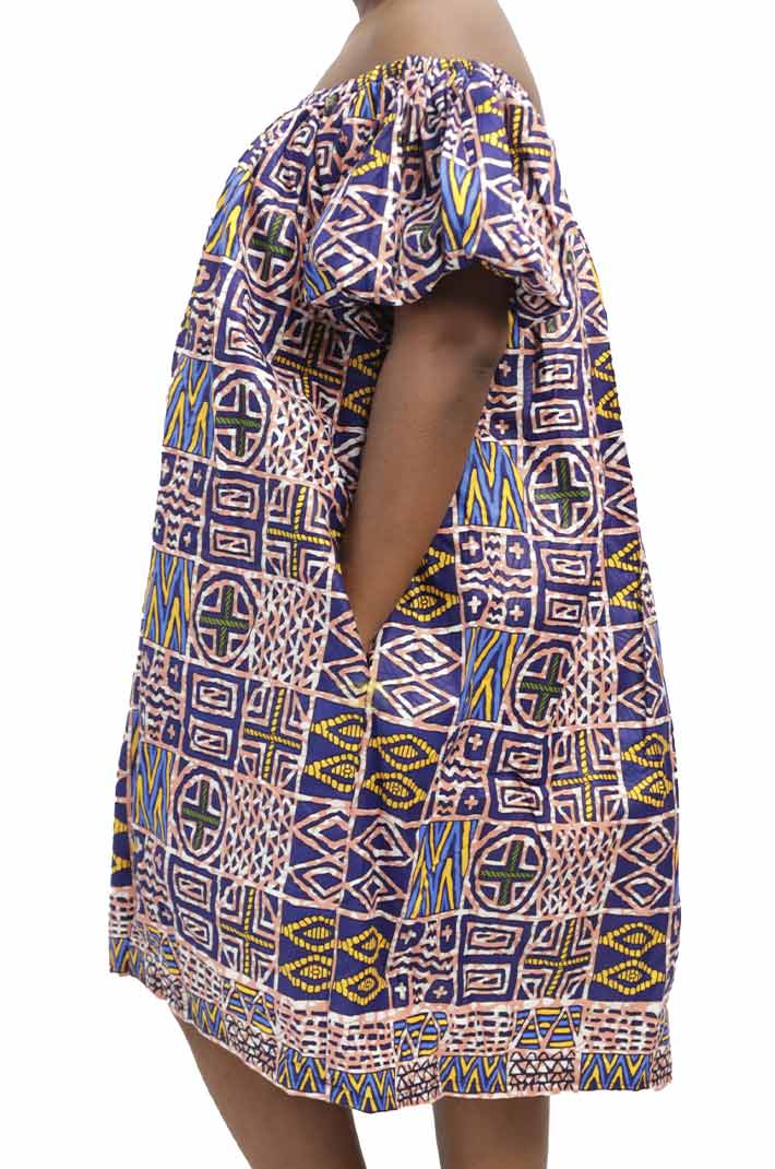 Mini off-shoulder kaba for girl child 2 Mini Off-shoulder Style Kaba Dress with vibrant African prints, available at Baobabmart.