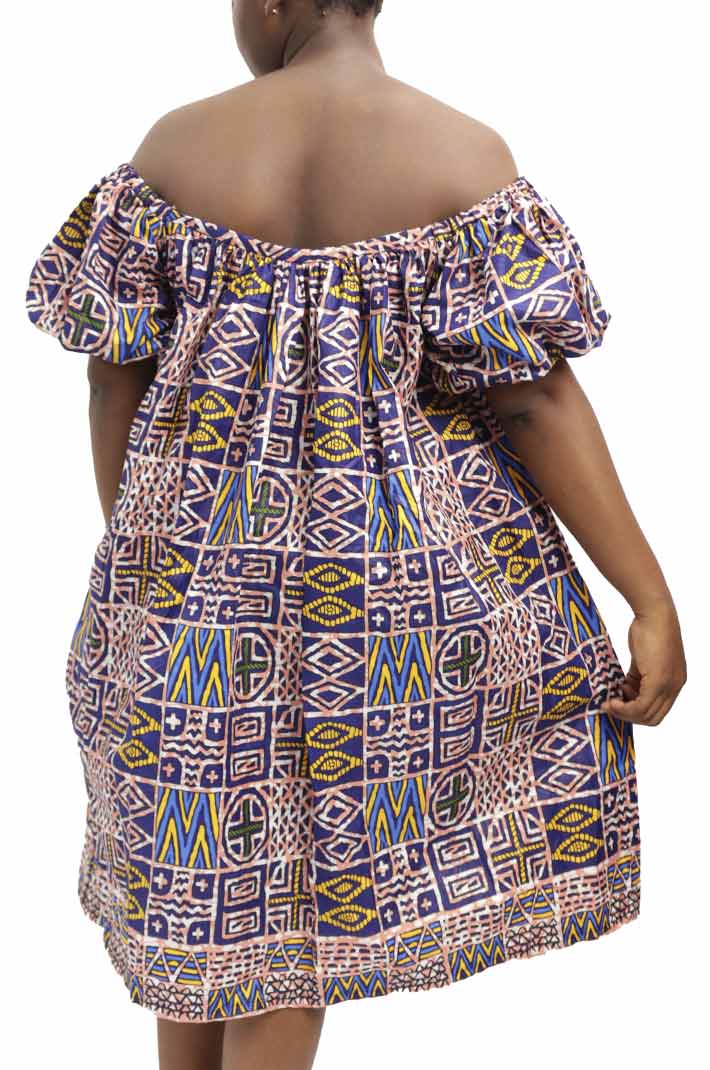 Mini off-shoulder kaba for girl child 3 Mini Off-shoulder Style Kaba Dress with vibrant African prints, available at Baobabmart.