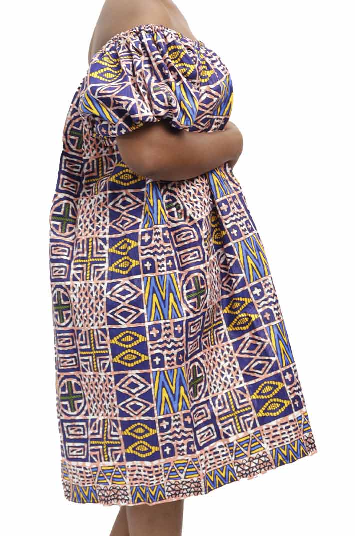 Mini off-shoulder kaba for girl child 4 Mini Off-shoulder Style Kaba Dress with vibrant African prints, available at Baobabmart.
