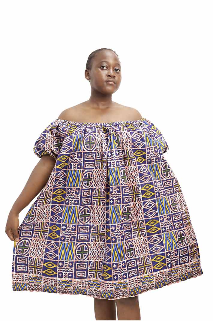 Mini off-shoulder kaba for girl child 5 Mini Off-shoulder Style Kaba Dress with vibrant African prints, available at Baobabmart.