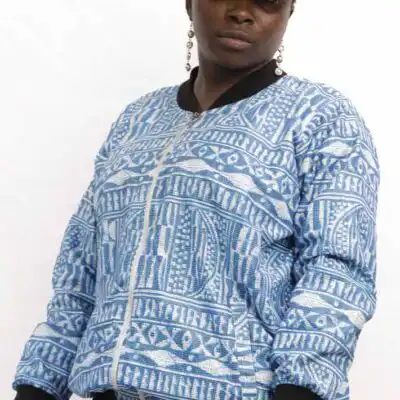 Authentic Ndop Bomber Jacket – stylish and culturally rich African jacket available at BaobabMart.