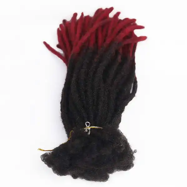 Red and black dreadlocks 12'' 3 Red and Black Dreadlocks Synthetic Hair Extensions, 12 inches long, perfect for bold hairstyles, available at BaobabMart.