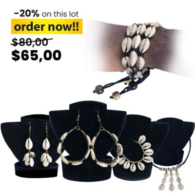 Cowrie necklace + Cowrie Bouquet Earring +Cowrie Bracelets+ Cowrie Oval Hoop Earring + Cowrie Shell Earcuff