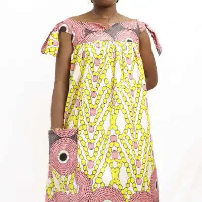 African Kaba Dress with Knots at Shoulders – Stylish and authentic African fashion, available at Baobabmart.