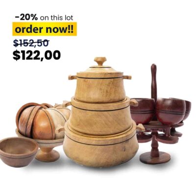 Wood casserole + Eggcup + Salad Bowl