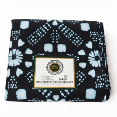 Black Hitarget Fabric with Printed Flowers, perfect for clothing, accessories, and home decor, available at Baobabmart.