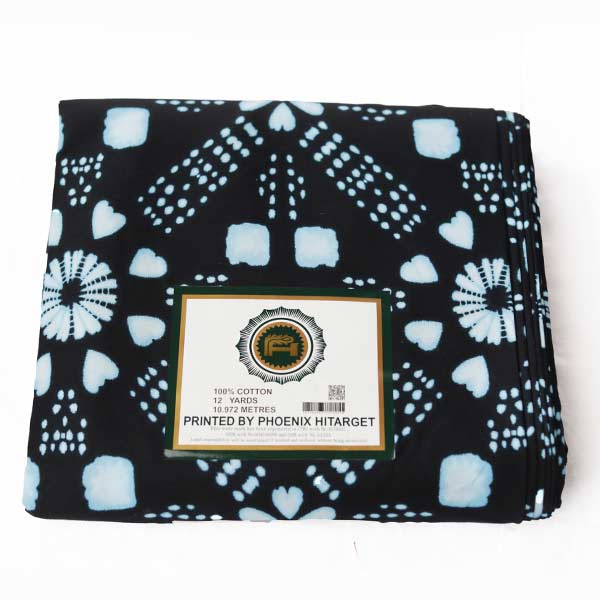 Black Hitarget fabric with printed flowers and hearts 1 Black Hitarget Fabric with Printed Flowers, perfect for clothing, accessories, and home decor, available at Baobabmart.