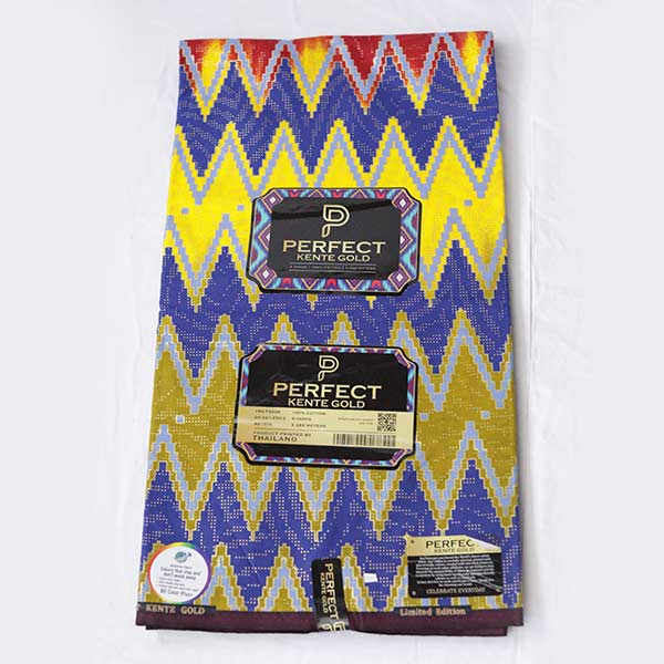 1 Kente Gold Multicolor Gradient Wax Fabric – vibrant African-inspired fabric at BaobabMart.